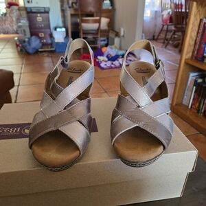 Clarks Pewter Sandals